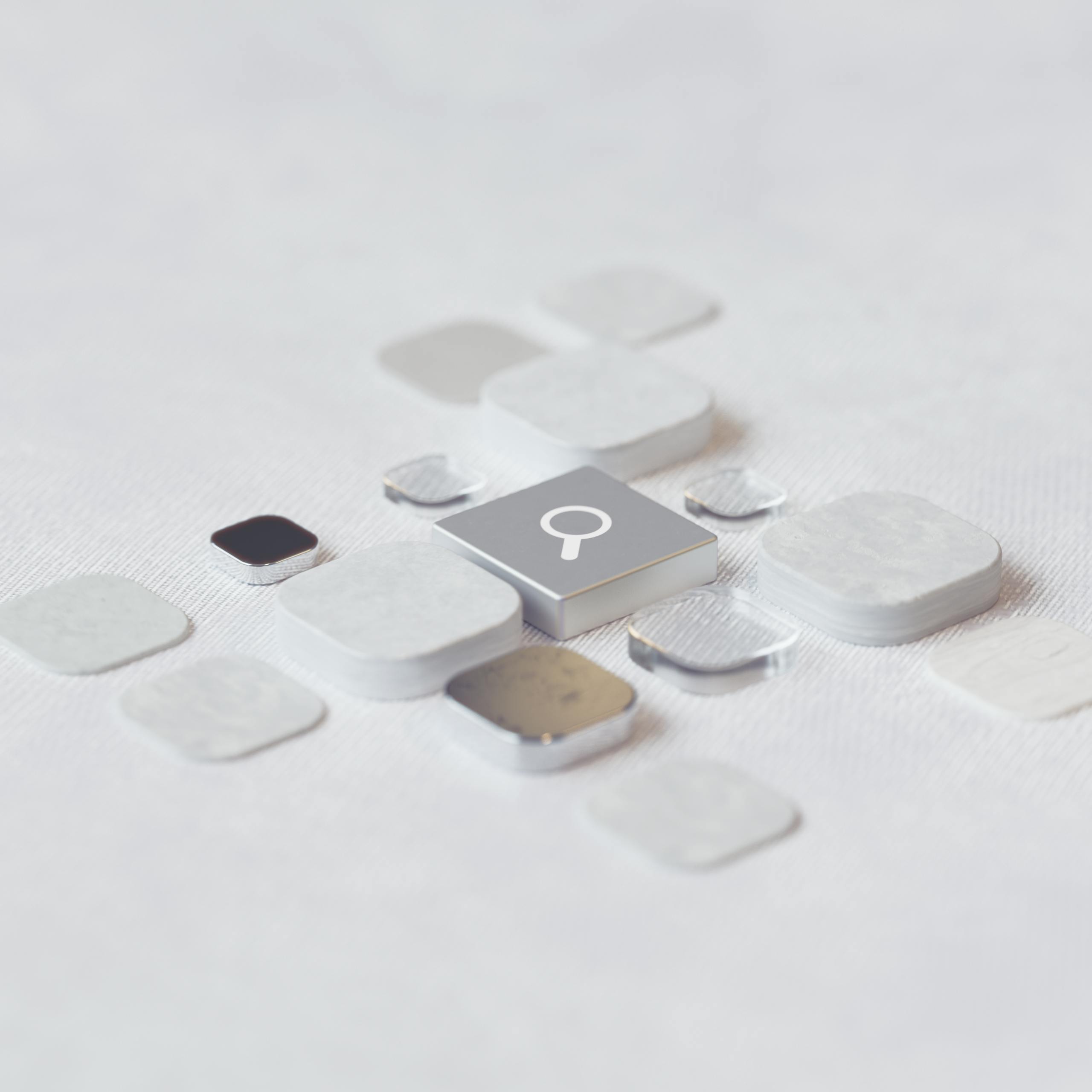 Geometric abstract representation of AI technology with digital elements.